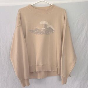 American Eagle Baby Pink/Peach Oversized Distressed Crewneck Women’s Size XS